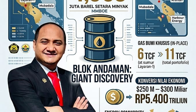 Blok Andaman Berpotensi Rp5.400 T, Eks Senator Desak Migas Aceh Dikelola Secara Onshore