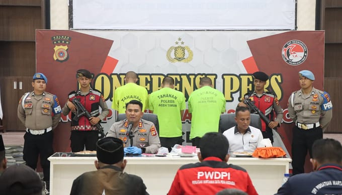 Polres Aceh Timur Ungkap Kasus Penyalahgunaan Narkotika, Amankan Sabu 920 Gram dan Tiga Tersangka