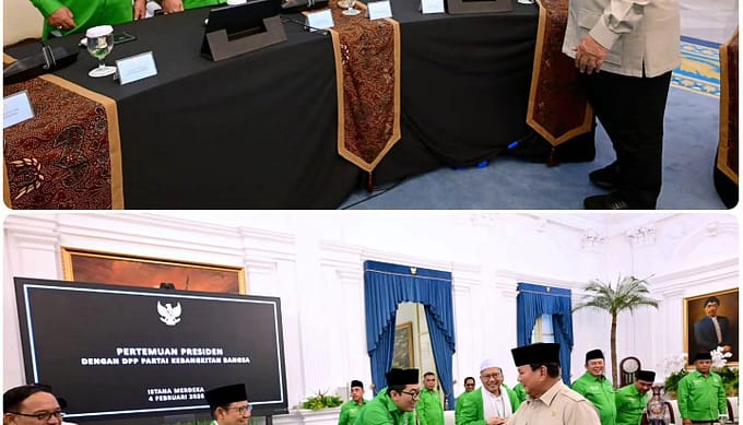 Presiden Prabowo Subianto menerima jajaran DPP Partai Kebangkitan Bangsa (PKB) di Istana Merdeka 